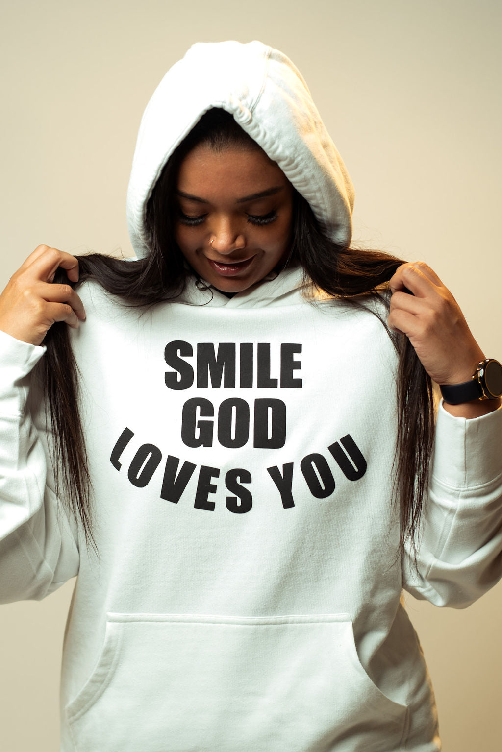 Smile God Loves You - Pull Over Hoodie